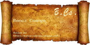 Bencz Csenge névjegykártya
